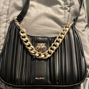 Aldo Tiger 🐯 Black Shoulder Bag with Gold Chain